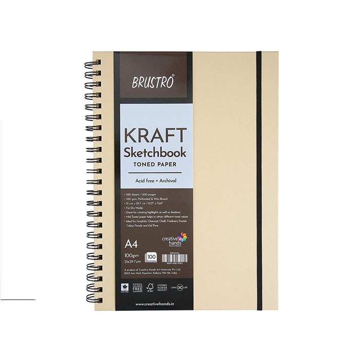 Brustro Toned Paper Kraft Sketchbook Wiro Bound Size A4 100GSM