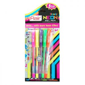 Flair Trendy Neon Gel Pen (1 X 5 Unit Pouch)