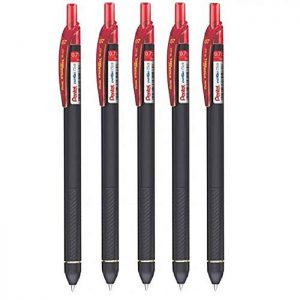 Pentel Energel Click Gel Pen Red (5 X 1 Unit Pack)