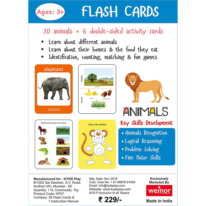 Kyds Play – Animals Flash Cards – Imperial Stationery Mart