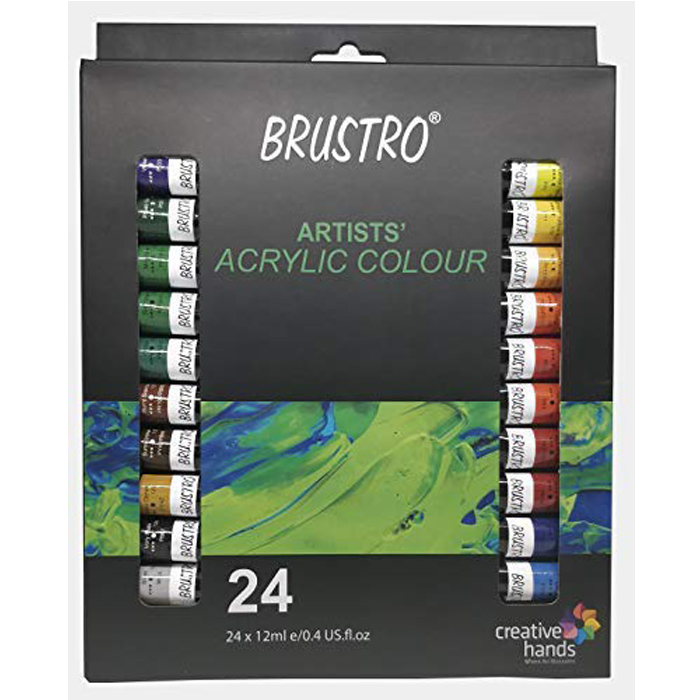 BRUSTRO Artists’ Acrylic Colour Set of 24 Colours X 12ML Tubes ...