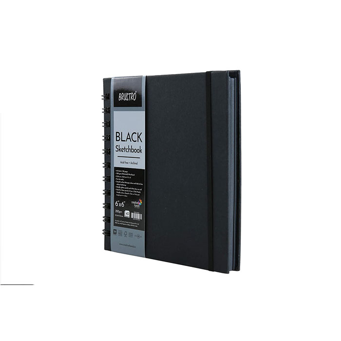 Brustro Black Sketchbook, Wiro Bound, Size A5, 200GSM (40 Sheets) 80