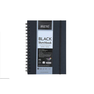 Brustro Black Sketchbook, Wiro Bound, Size 6″ x 6″ Inches, 200GSM (40 Sheets) 80 Pages