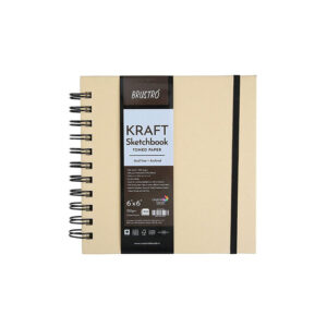 Brustro Toned Paper – Kraft Sketchbook, Wiro Bound, Size 6″ x 6″, 100GSM (100 Sheets) 200 Pages