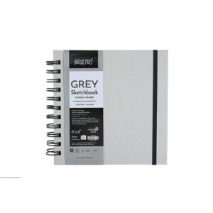 Brustro Toned Paper – Grey Sketchbook, Wiro Bound, Size 6″ x 6″, 120GSM (60 Sheets) 120 Pages