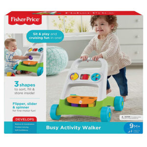 Fisher Price Busy Activity Walker with blcoks to sort and Store, for Sit-at Play and Walking Fun—in one!