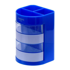 Chrome 9608-6 Compartments Plastic Pen Stand (Blue)