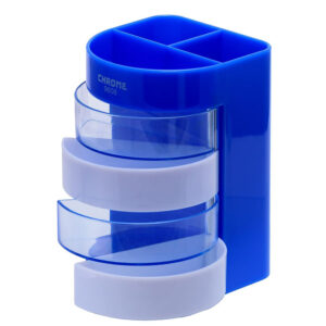 Chrome 9608-6 Compartments Plastic Pen Stand (Blue)