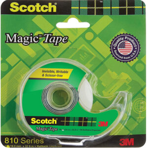 Scotch Magic Tape – The Original Matte-Finish Invisible Tape by 3M (1 Roll – Width 1.9cm Length 32.9m + 1 dispenser)