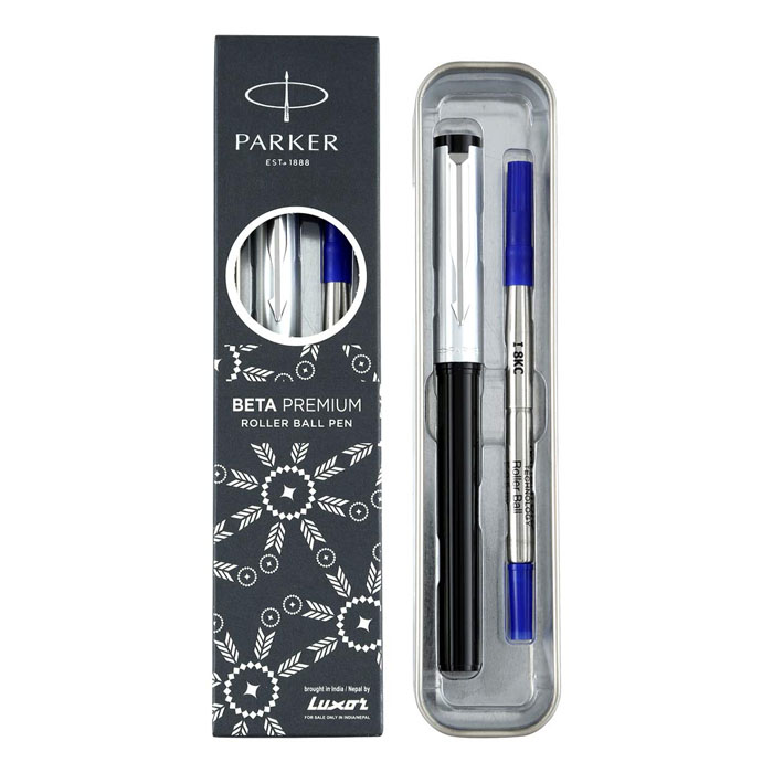 Parker Beta Premium Chrome Trim Roller Pen (Silver) IMPERIAL
