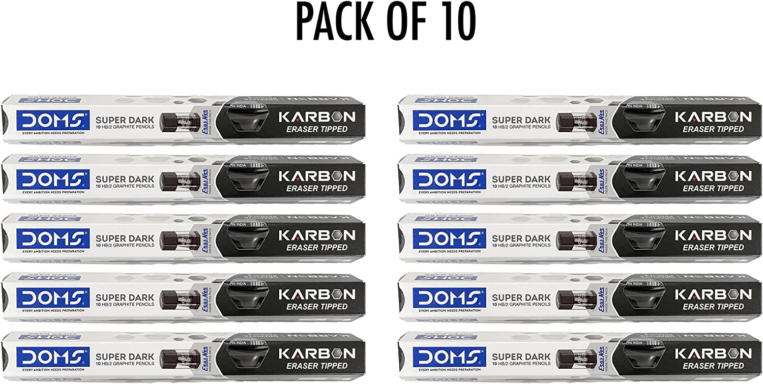 DOMS KARBON ERASER TIP PENCIL (10 X 10 UNIT) IMPERIAL STATIONERY MART