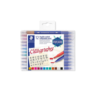 Staedtler Fibre Tip Calligraphy Pen Set 2 Tips 12 Clrs