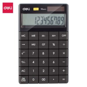 Deli W1589P 12-Digital Modern Calculator, Black