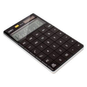 Deli W1589P 12-Digital Modern Calculator, Black