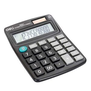 Deli W39251 12-Digit 112 Step Check Palm Calculator, Black