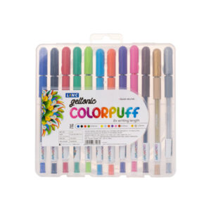 Linc Geltonic Colorpuff Gel Pen (0.6mm Tip, Assorted, Pack of 12)