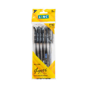 Linc Glycer 0.6mm Ball Pen (Black Ink, 5 Pcs Pouch, Pack of 2)