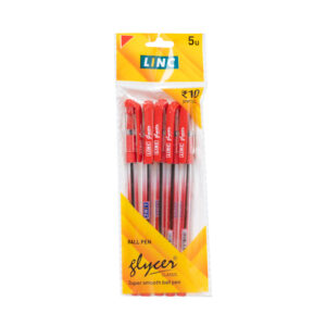 Linc Glycer 0.6mm Ball Pen (Red Ink, 5 Pcs Pouch, Pack of 2)