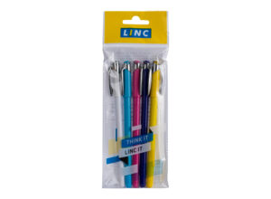 Linc Gliss Ball Pen (Assorted Body, Blue Ink, 5 Pcs Pouch, Pack of 6)