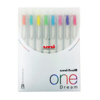 Uniball One Dream UMN S Retractable Gel Pen (0.7mm Tip, White Body, Assorted Ink, Pack of 8)
