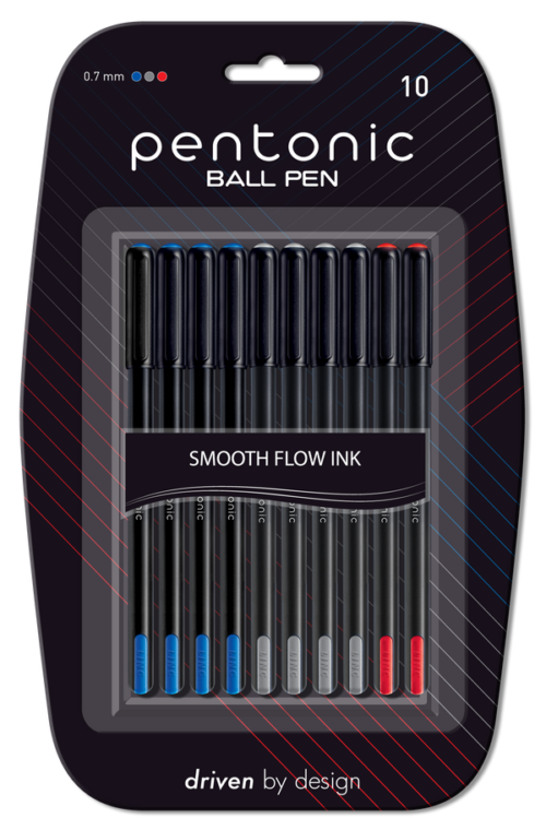 LINC Pentonic Ball Pen Blister Pack (4 Blue Ink, 4 Black Ink, 2 Red Ink) x 3