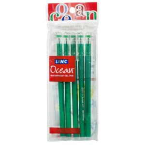 Linc Ocean Gel 0.6 mm Pen (Green, 5 Pcs Pouch, Pack of 6)