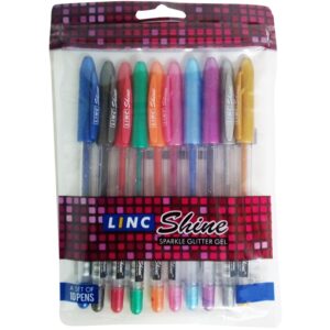 Linc Shine Glitter Pen Assorted Colours - Pack of 10 x 3 nos