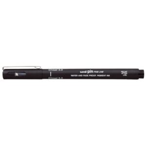 Uniball PIN-200S Chisel 3.0 mm Fine Line Markers (Black, Pack of 1×3)