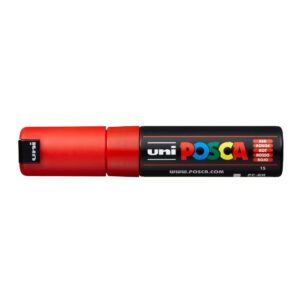 Uniball Posca PC-8K Bold Point Chisel Shaped Marker Pen (8.0 mm, Red Ink, Pack of 1)