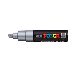 Uniball Posca PC-8K Bold Point Chisel Shaped 8.0 mm Marker Pen (Silver, Pack of 1)
