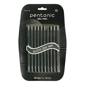 LINC Pentonic Gel Pen Blister Pack (Black Ink, 10 Pcs Blister, Pack of 1) x 3