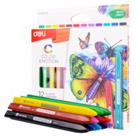 DELI WC20000 Plastic Crayons, Crayons Color, set of 12, Pack of 1