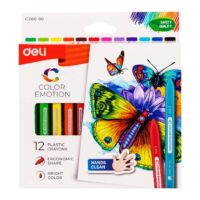 DELI WC20000 Plastic Crayons, Crayons Color, set of 12, Pack of 1