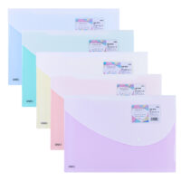 DELI W5506 File Bag,Deli 2P Snap File Bag, File Bag, FC File Bag 5c , Multicolor , Pack of 5