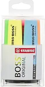 STABILO Highlighter BOSS ORIGINAL – Round Box of 6 – Yellow, Green, Orange, Red, Pink, Blue