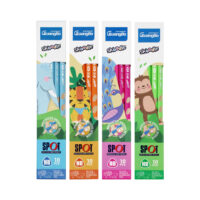 SKOODLE GUANGBO SPOT GROOVED PENCIL BLUE + GREEN + ORANGE + PINK PDQ PACK OF 5