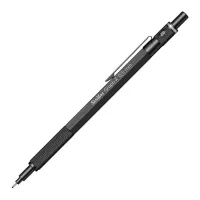 Scrikss Office Graph-X Matt Black Mechanical Pencil with 0.5mm Lead of Grade 2B, Mini Interchangeable Eraser, Push Mechanism, Matt Black Brass Plated Swing Grip, 71288