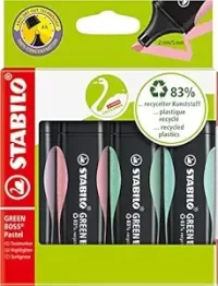 STABILO Eco-Friendly Highlighter GREEN BOSS Pastel - Pack of 4 - Touch of Turquoise, Hint of Mint, Pink Blush, Lilac Haze