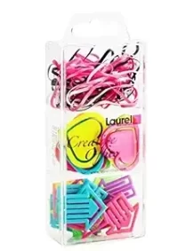 Laurel 0817 97 Trio Box Rubber Band with Heart and Arrow Clips Assorted Bright Colours