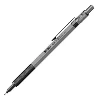Scrikss Office Matri-X Mechanical Clutch Pen Pencil with 0.5mm Lead | Hexagonal Matte Grey Barrel | Mini Interchangeable Eraser Push Mechanism | Brass Grip | 88453