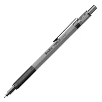 Scrikss Office Matri-X Mechanical Clutch Pen Pencil with 0.7mm Lead | Hexagonal Matte Grey Barrel | Mini Interchangeable Eraser Push Mechanism | Brass Grip | 88460