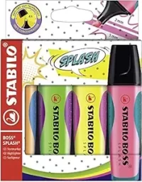 STABILO Highlighter BOSS SPLASH - Wallet of 4 - Assorted Colours