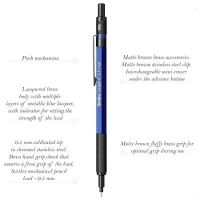 Scrikss Office Graph-X Metallic Blue Mechanical Pencil with 0.5mm Lead of Grade 2B,Brass Body, Mini Interchangeable Eraser Push Mechanism Swing Grip 86152
