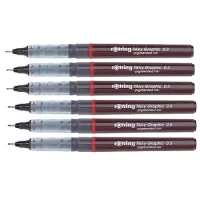 Rotring Tikky Graphic Pigment Liner 0.3mm & 0.5mm Pens - 3 Each With Black Pigmented Ink, Fibre Tip, 6 Pen Set for Art Drawings Mandala Calligraphy Outline Art & Craft