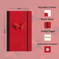 flexbook 60 Years Special Edition 13 x 21 cms – A5 (Minus) Size 192 Dotted Pages Notebook | 85gsm Fabriano Ivory Paper | Red Textured Cover | Elastic Band Closure