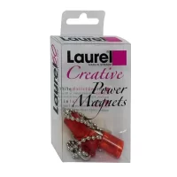 Laurel Power Cylinder Strong Magnet with Chain 14x25mm for Fridge Door Magnetic Map Screen Door Bulletin Notice White Board Attach Note Card Pen Scissors Keys to Filing Cabinet 3 Pieces Red Colour