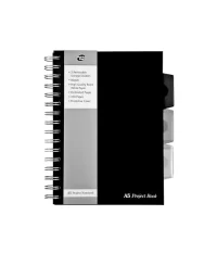 PUKKA PAD Black Project Book A5, Single Ruled, 200 Pages, 80 GSM