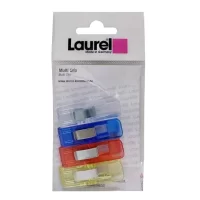 Laurel Crystal Colour Multi Clip Taifun - 15x50mm Strong Durable Light Spring Clips Clamp for Stacking Paper Magazines Holding Documents Shopping List Maps Sealing Closing Packaging Bags - 4 Clip