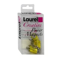 Laurel Power Cylinder Strong Magnet with Chain 14x25mm for Fridge Door Magnetic Map Screen Door Bulletin Notice White Board Attach Note Card Pen Scissors Keys to Filing Cabinet 3 Pieces Yellow Colour