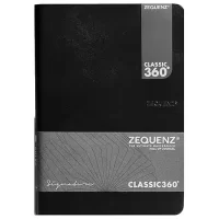 ZEQUENZ Classic 360 Degree Signature Lite Series Hand Bound Soft Cover A6 Size Ruled Journal Notebook Diary with Black Cover & White Premium Paper, 200 Pages for Notes Writing Doodling Drawing